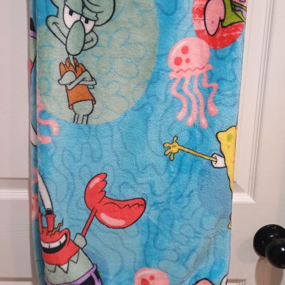 New SpongeBob Mr Krabs Squidward Plush Throw Blanket Size 50x70 - Picture 3 of 6
